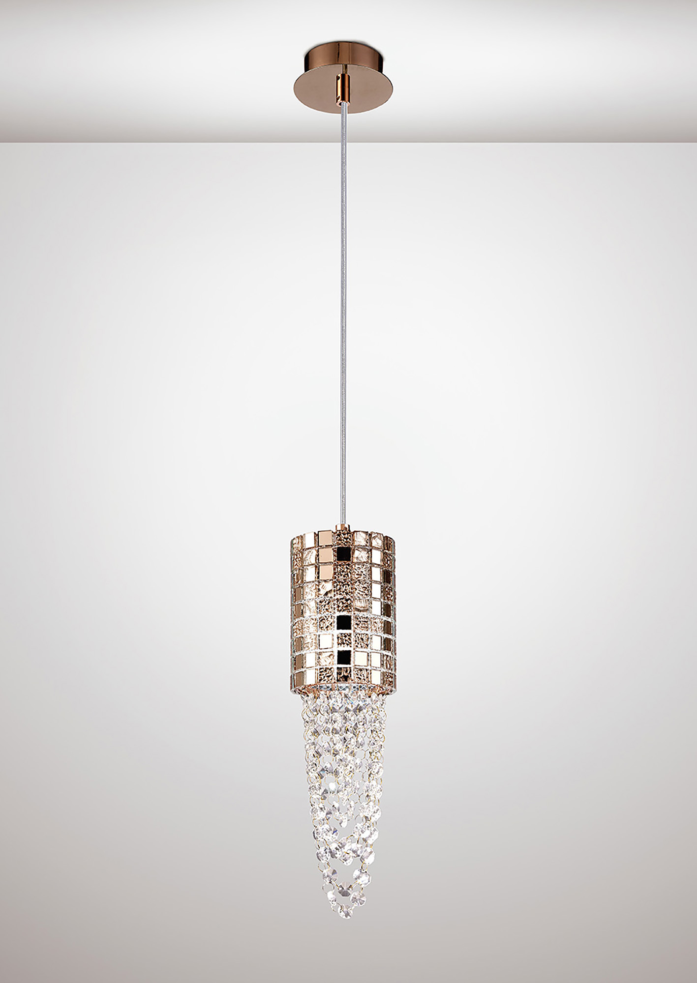 IL31623  Camden Crystal Pendant 1 Light Rose Gold